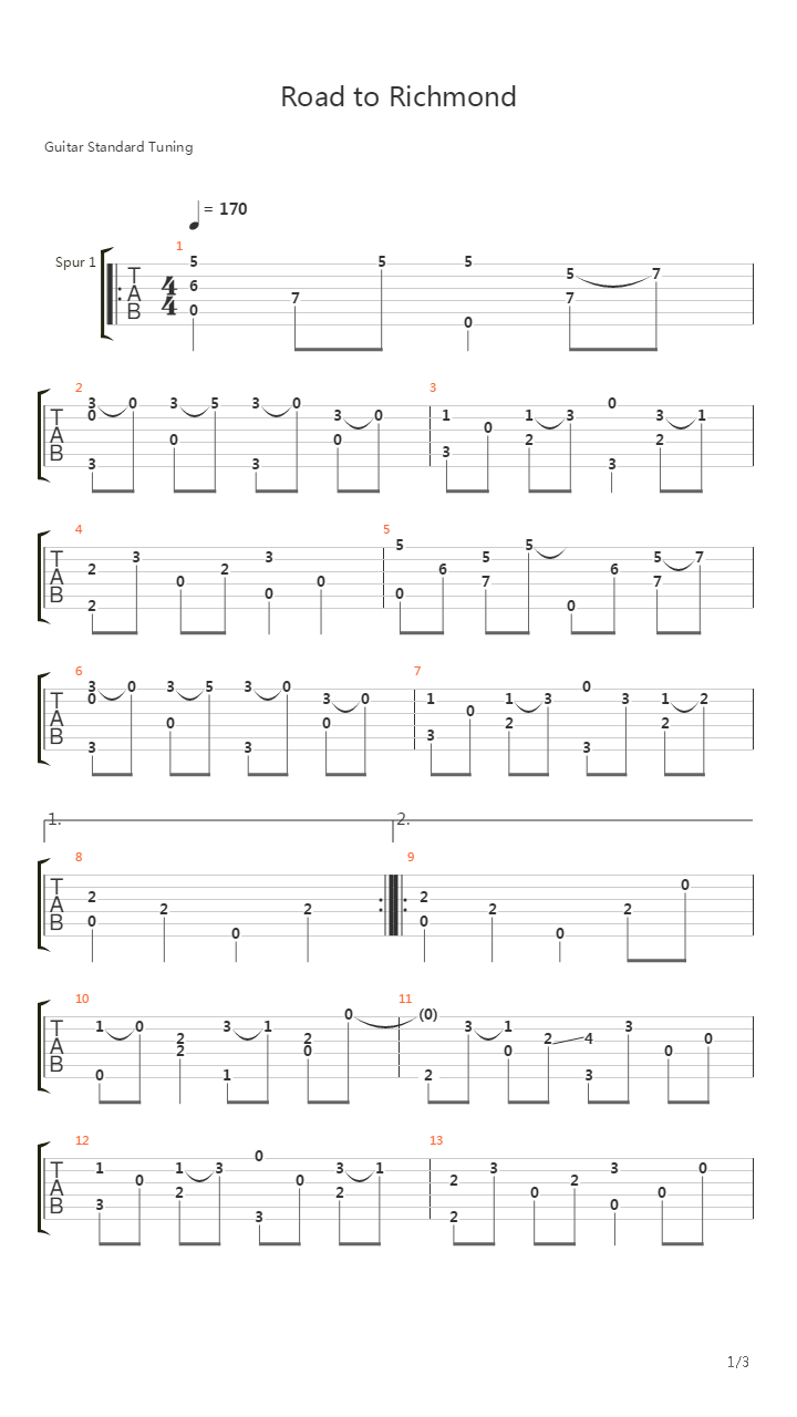 The Road To Richmond吉他谱