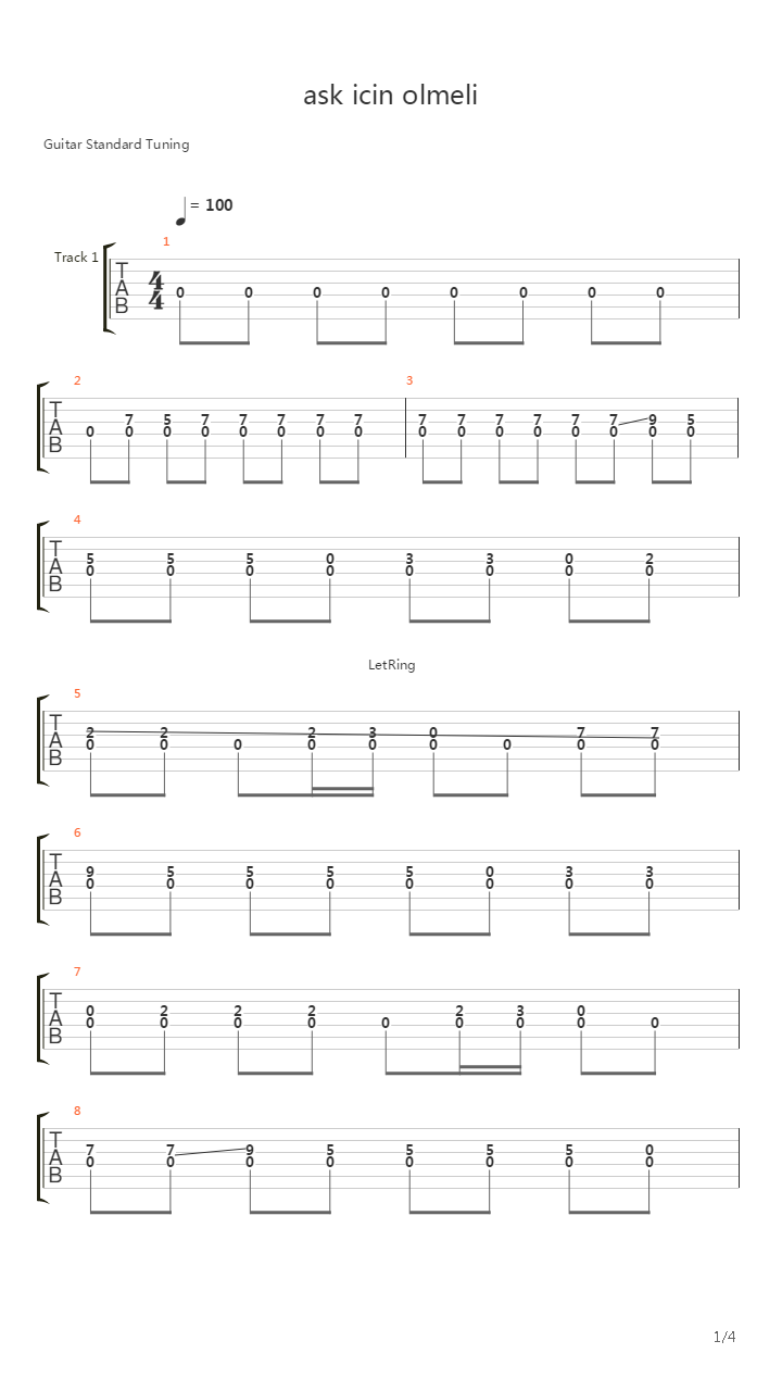 Ask icin olmeli吉他谱
