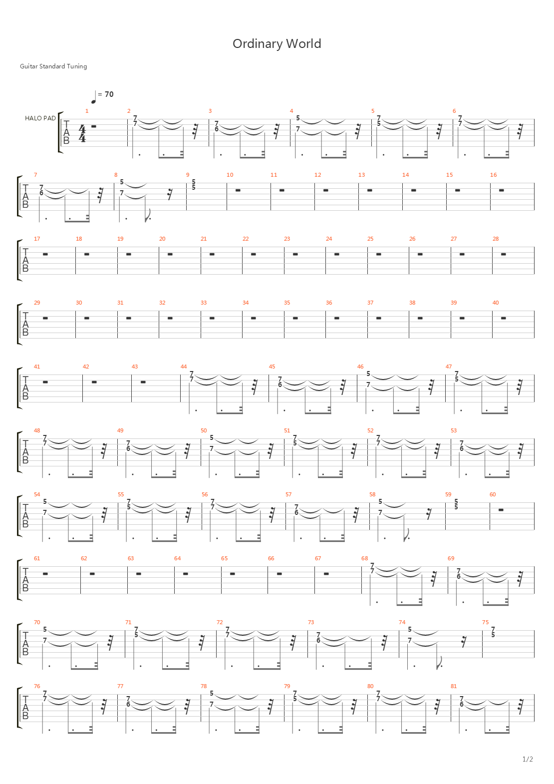 Ordinary World吉他谱