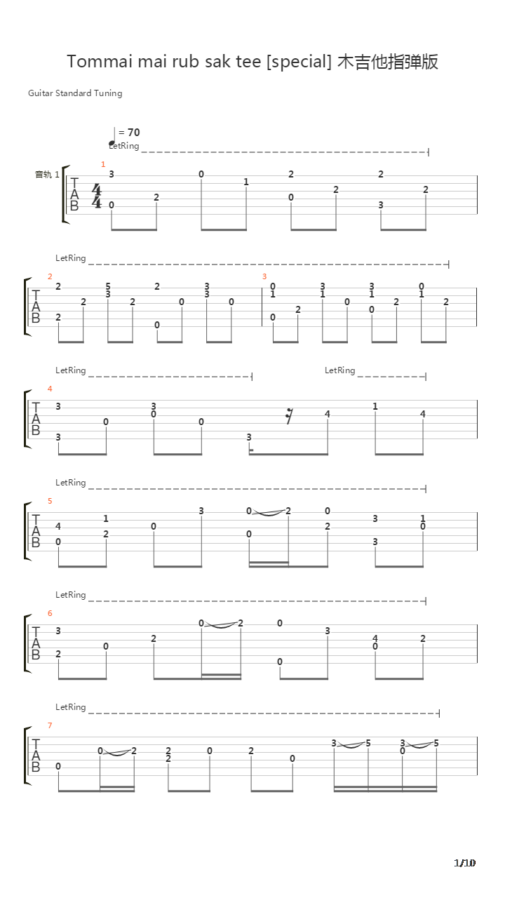 Tommai mai rub sak tee  (为什么你不接我的电话)吉他谱