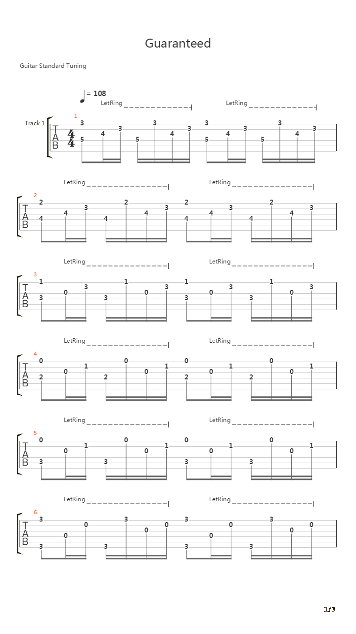 Guaranteed吉他谱