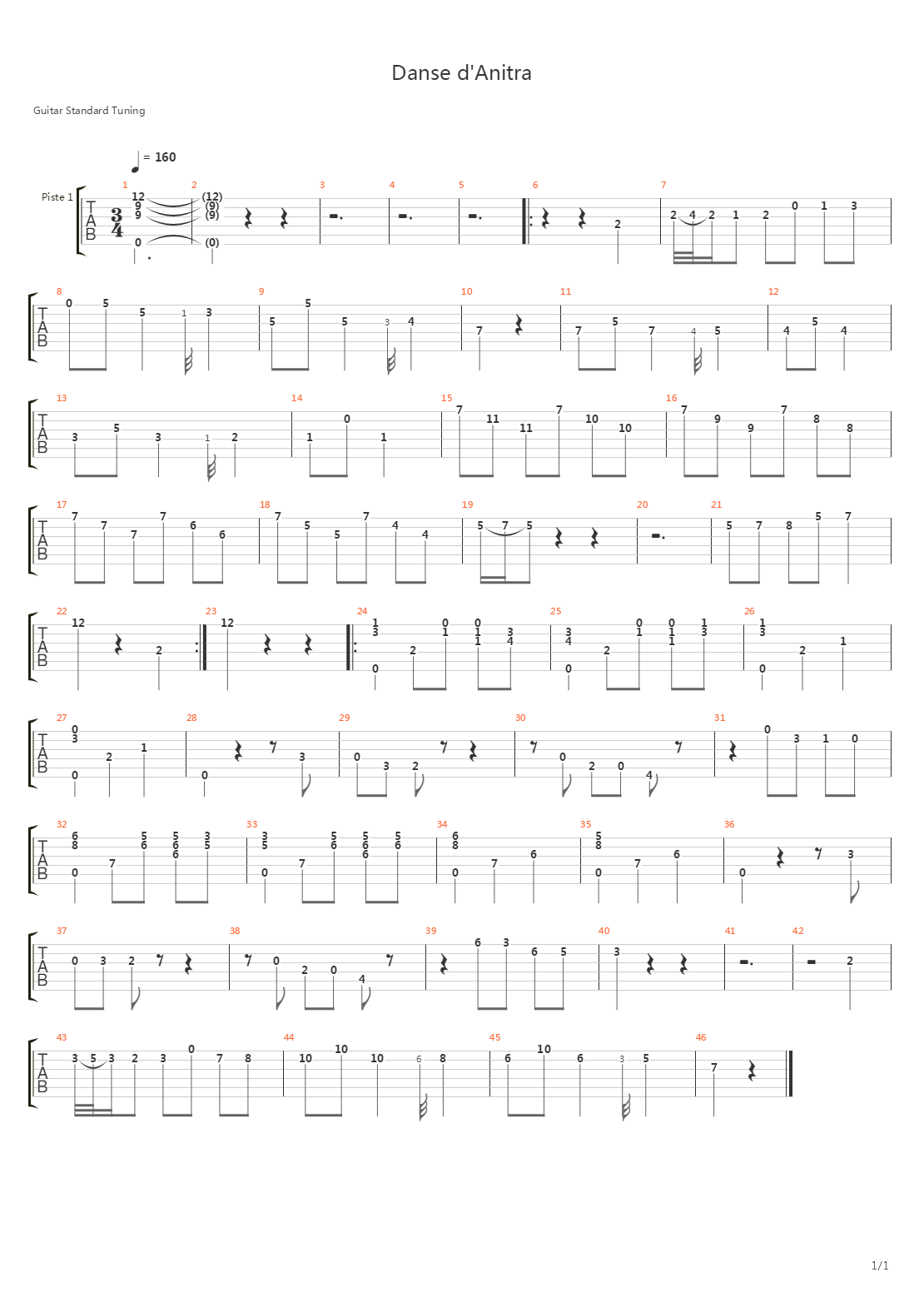 Danse d'Anitra吉他谱
