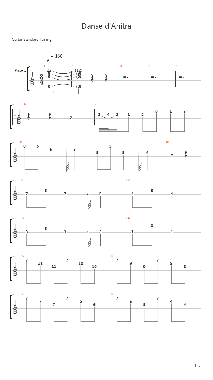 Danse d'Anitra吉他谱