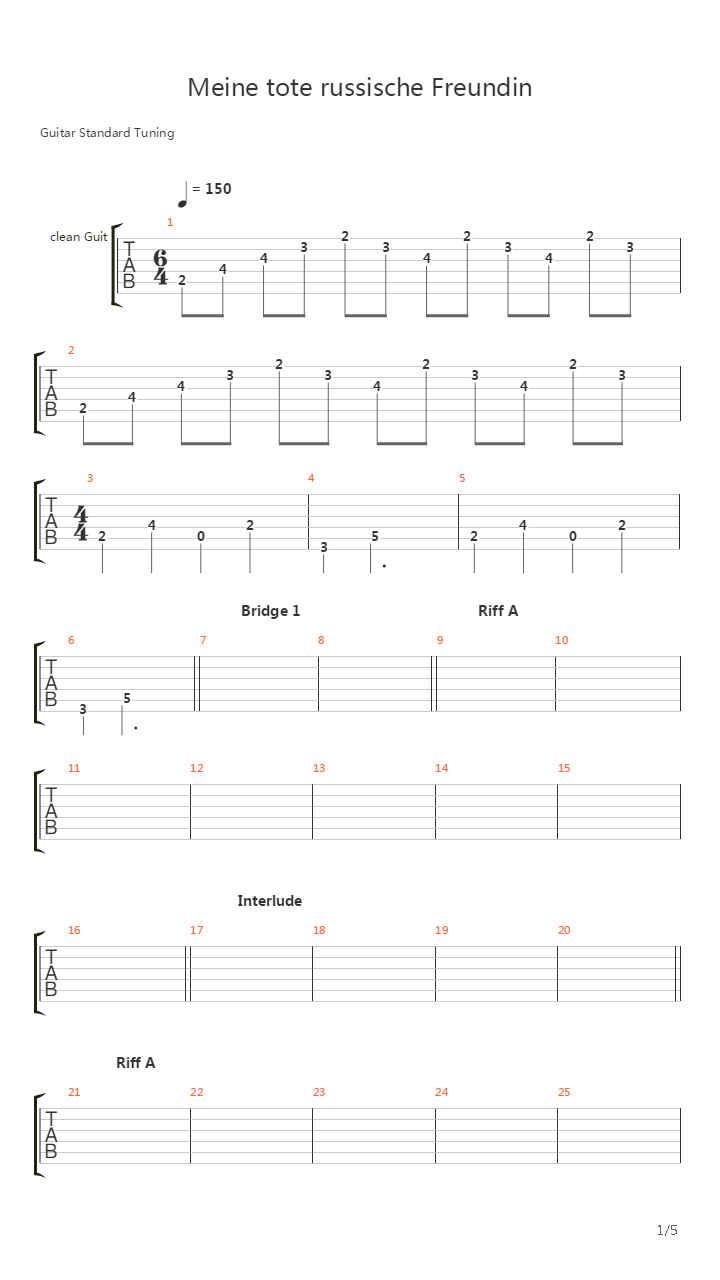 Meine Tote Russische Freundin吉他谱