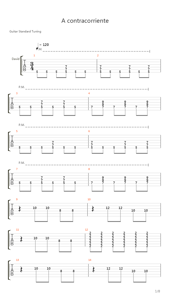 A Contracorriente吉他谱