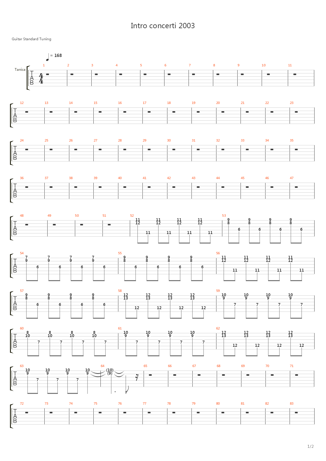 Intro Concerti 2003吉他谱