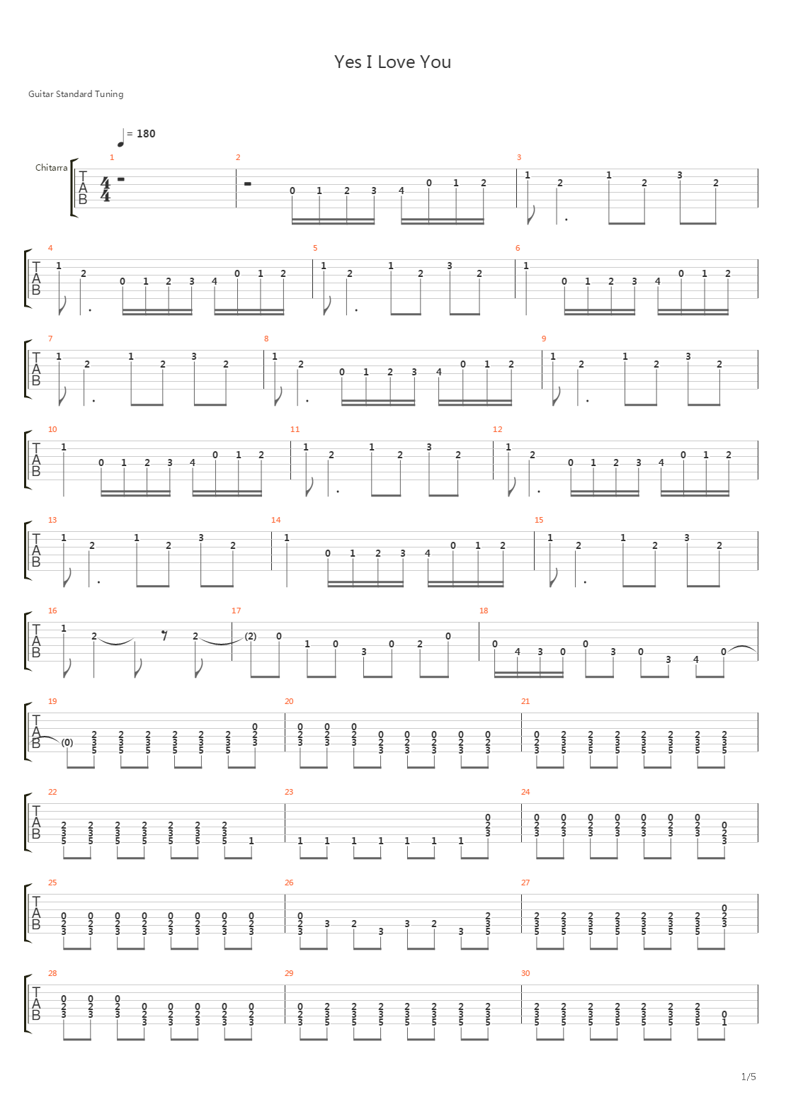 Yes I Love You吉他谱