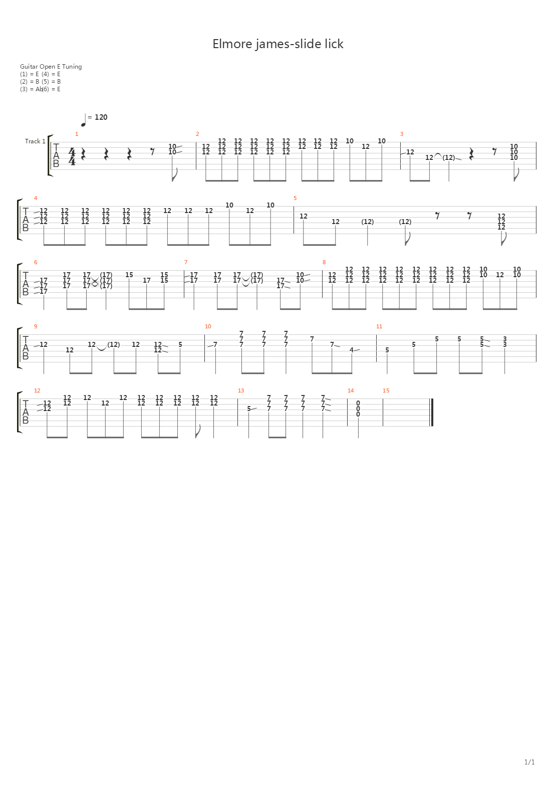 Slide Guitar Lick吉他谱