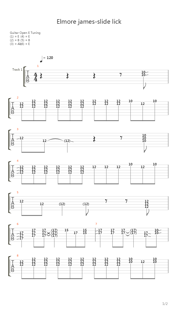 Slide Guitar Lick吉他谱