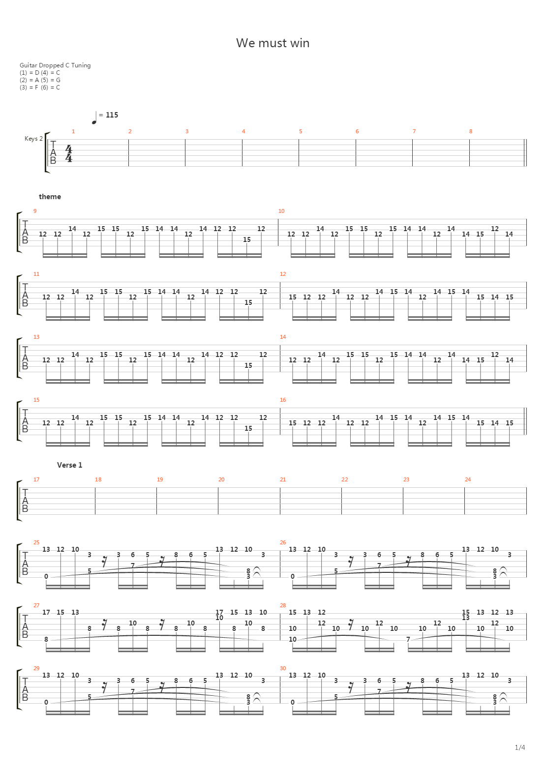 We Must Win吉他谱