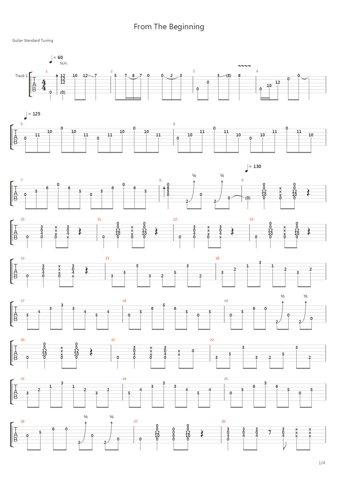 From The Beginning吉他谱