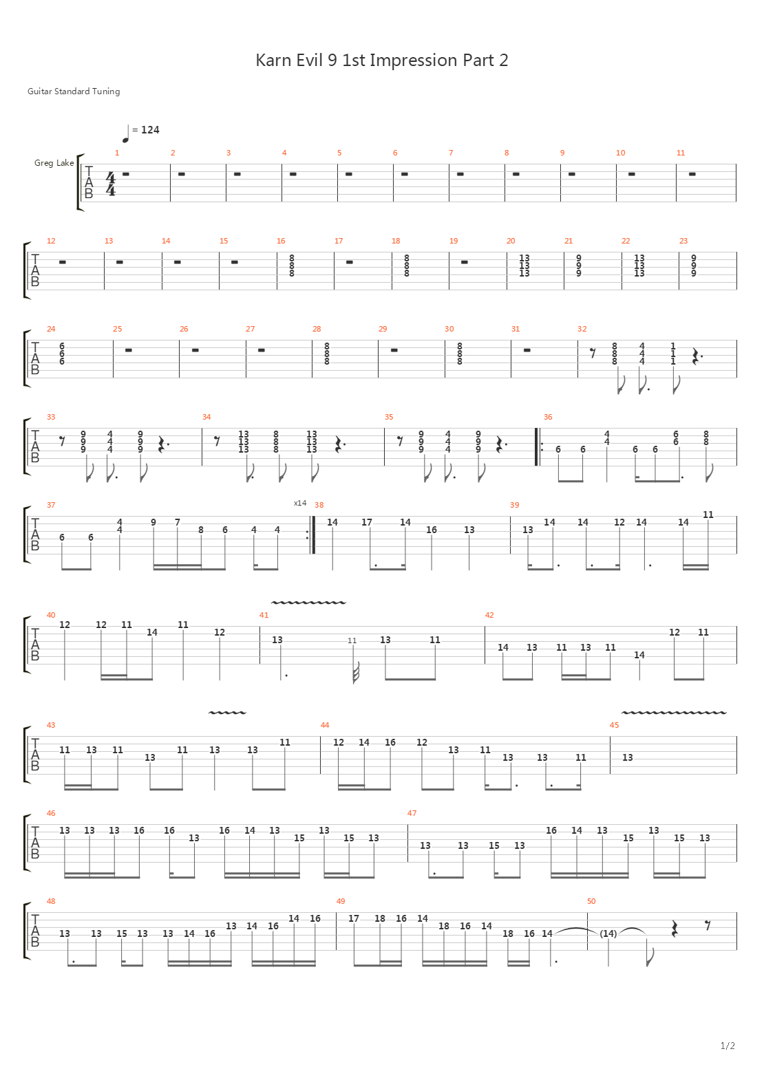 Karn Evil 9 Part 2吉他谱