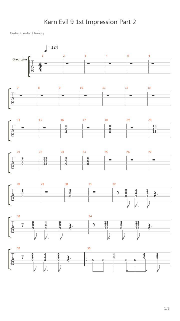 Karn Evil 9 Part 2吉他谱