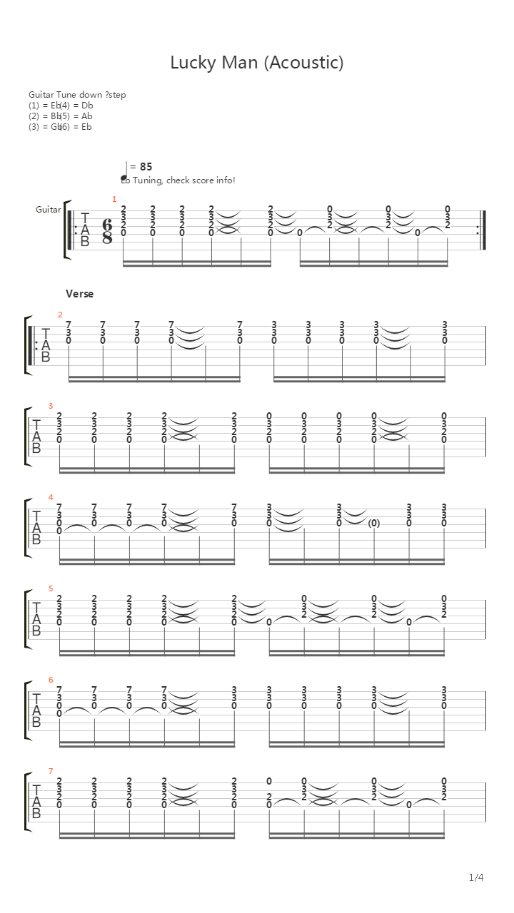 Lucky Man (Acoustic)吉他谱