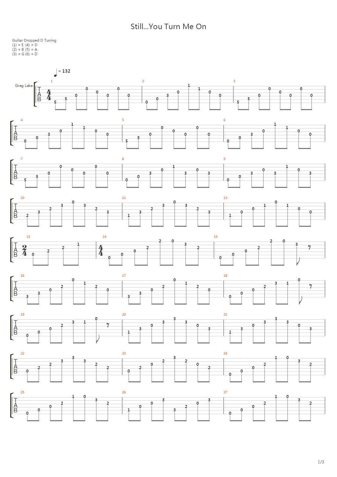 Still...You Turn Me On吉他谱