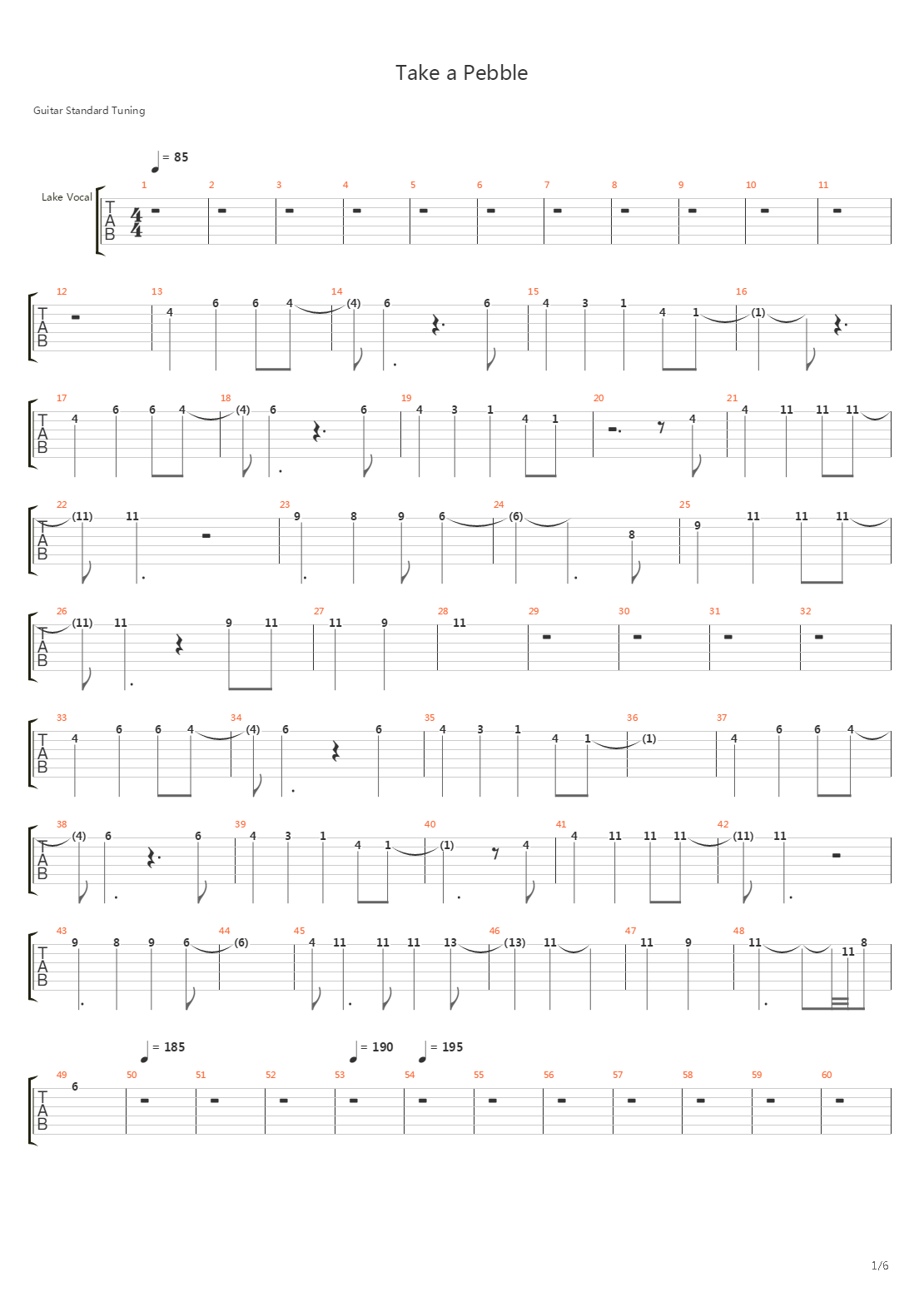 Take A Pebble吉他谱