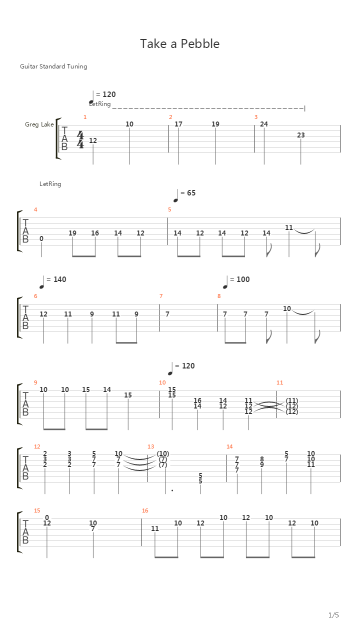 Take A Pebble (Acoustic)吉他谱