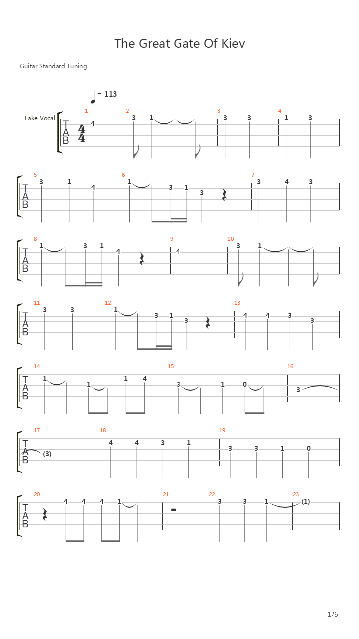 The Great Gates Of Kiev吉他谱