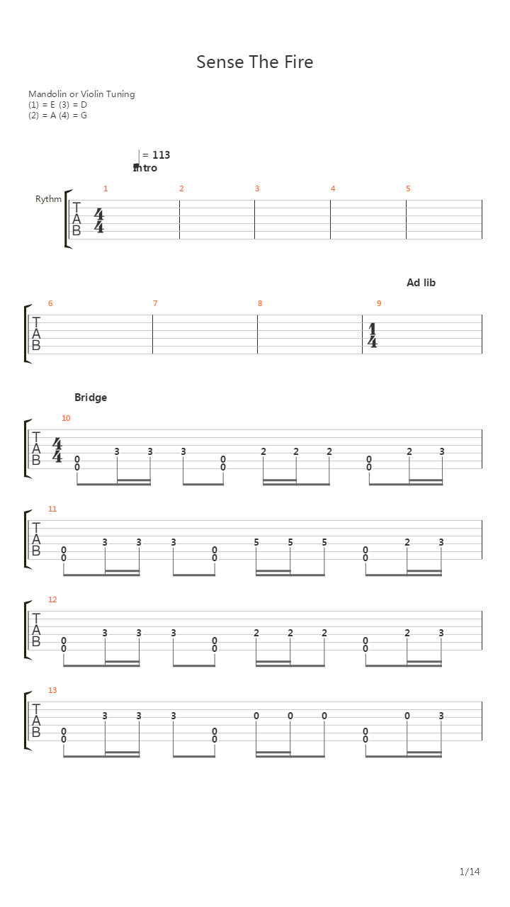 Sense The Fire吉他谱