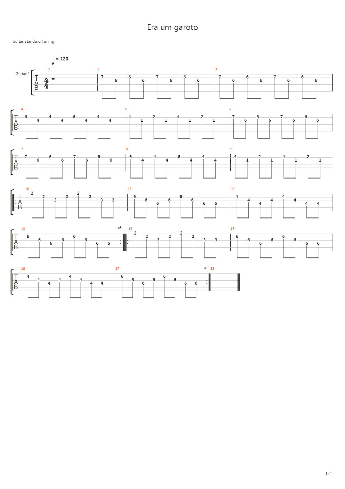 Era Um Garoto吉他谱