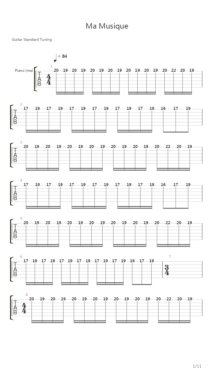 Ma Musique吉他谱