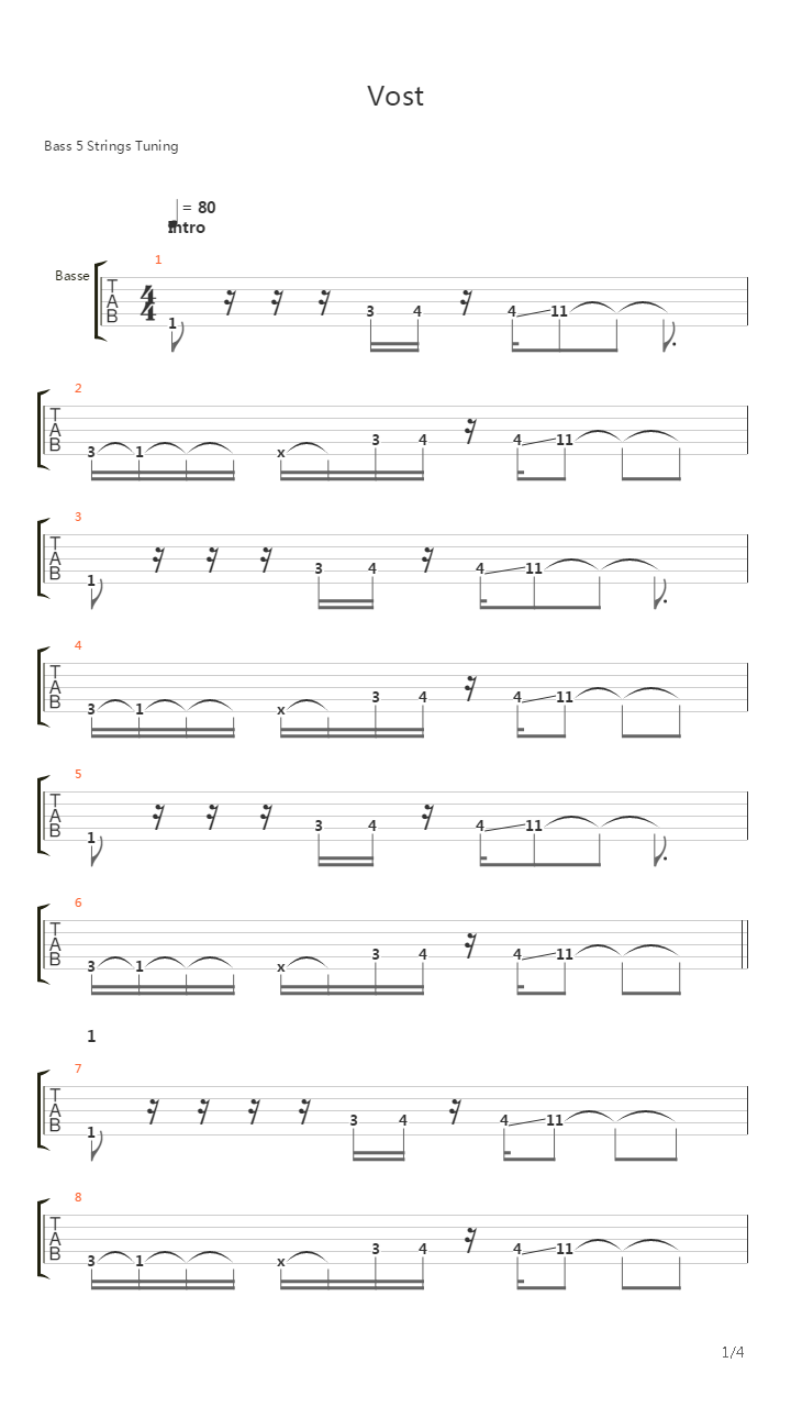 Vost吉他谱