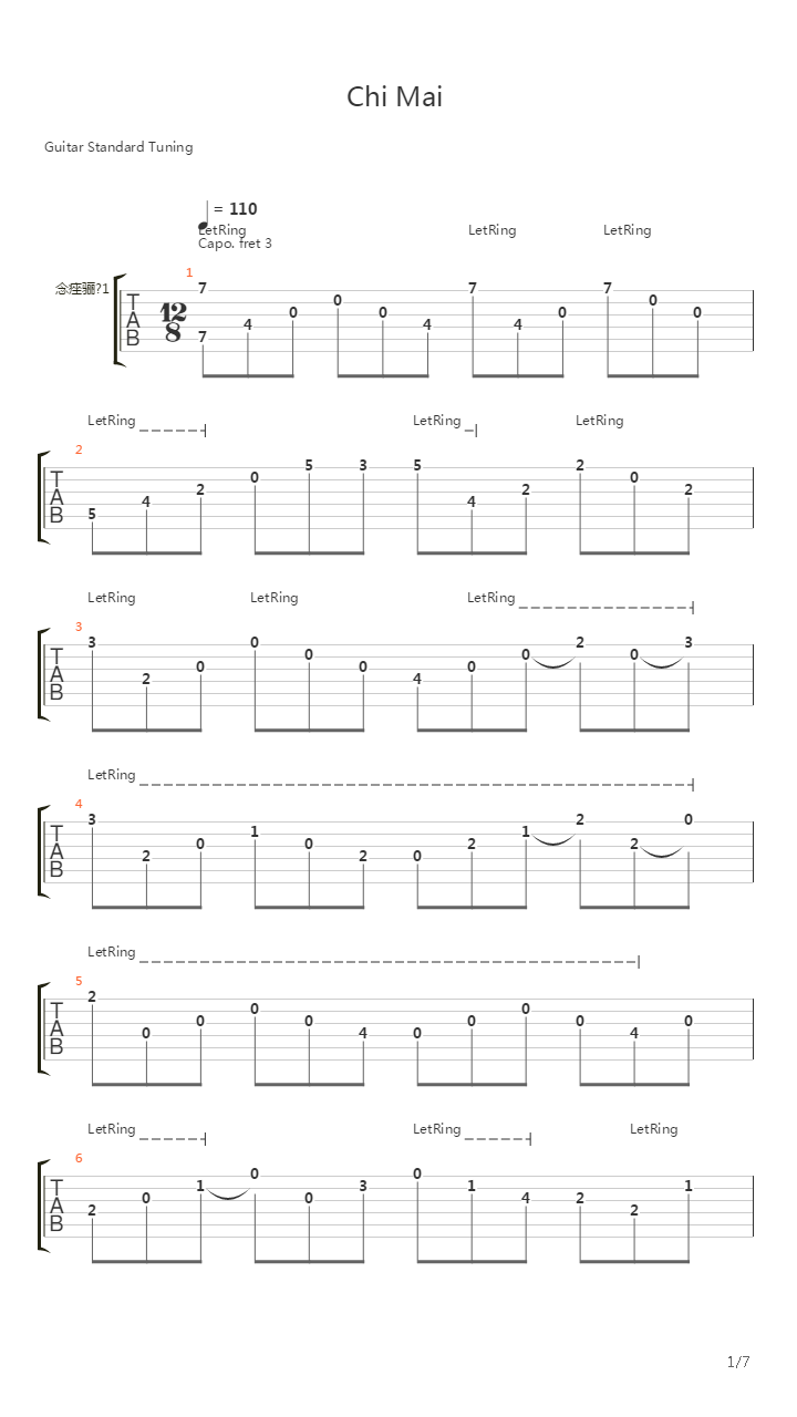 Chi Mai吉他谱