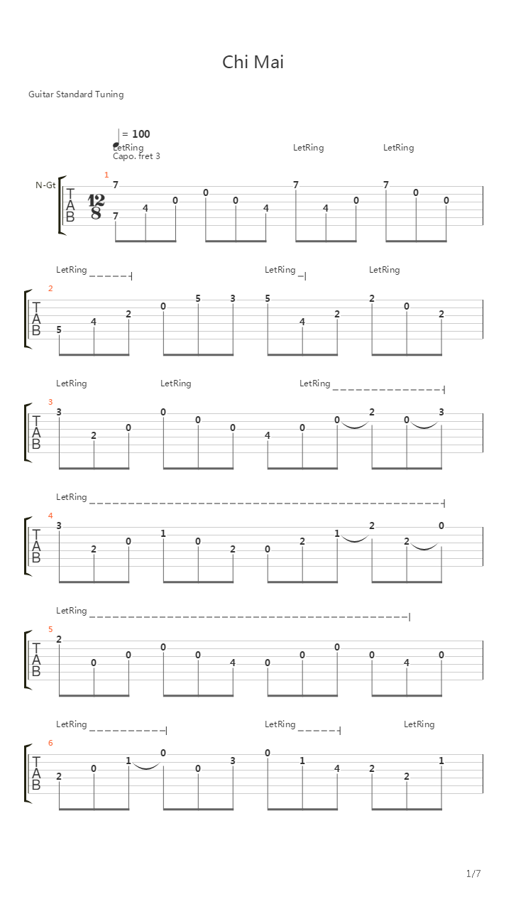 Chi Mai吉他谱