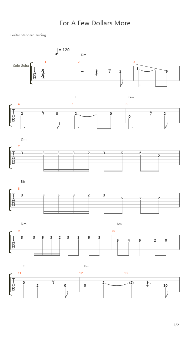 For A Few Dollars More吉他谱