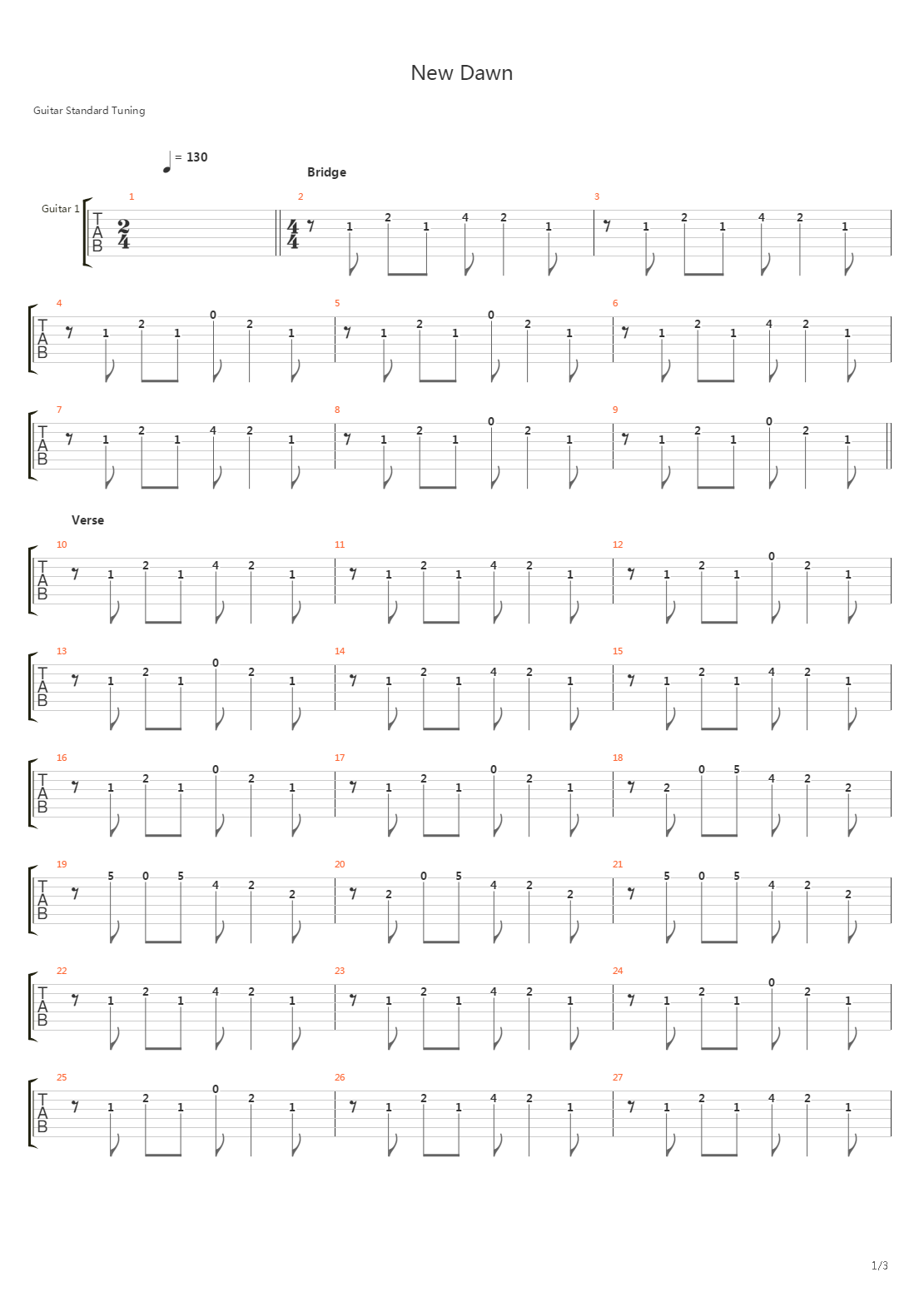 New Dawn吉他谱