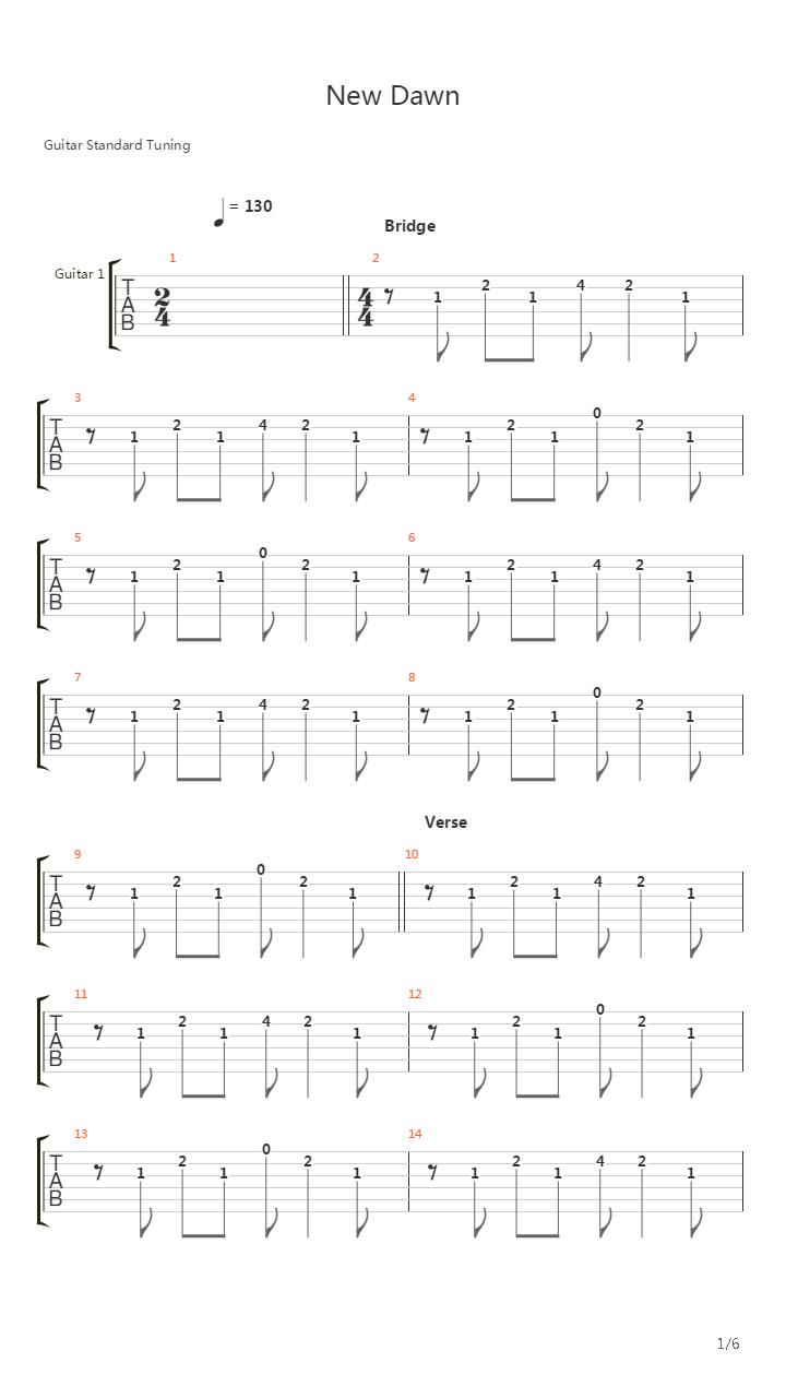 New Dawn吉他谱