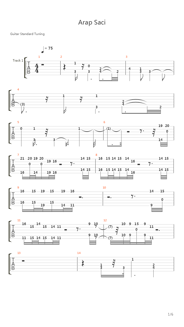 Arap Saci吉他谱