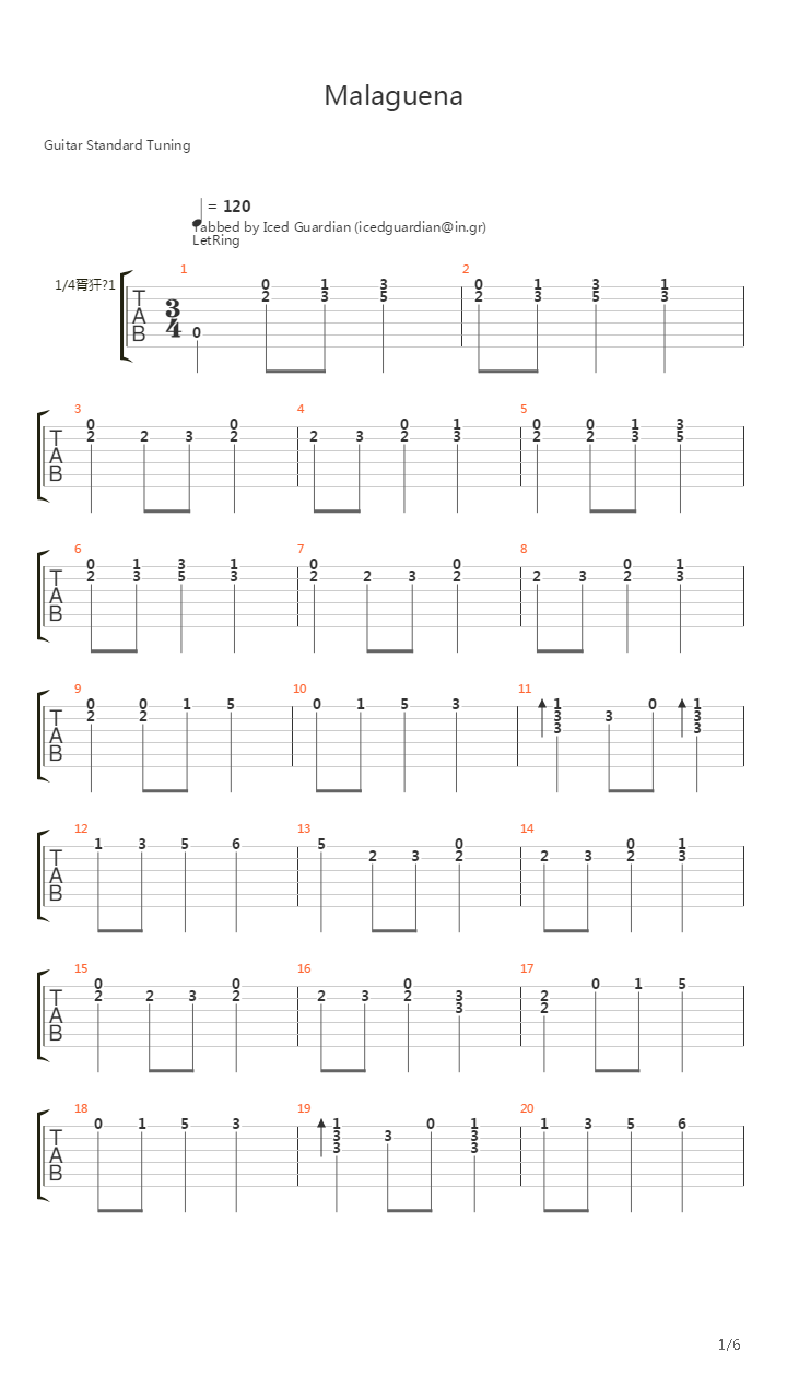 Malaguena吉他谱