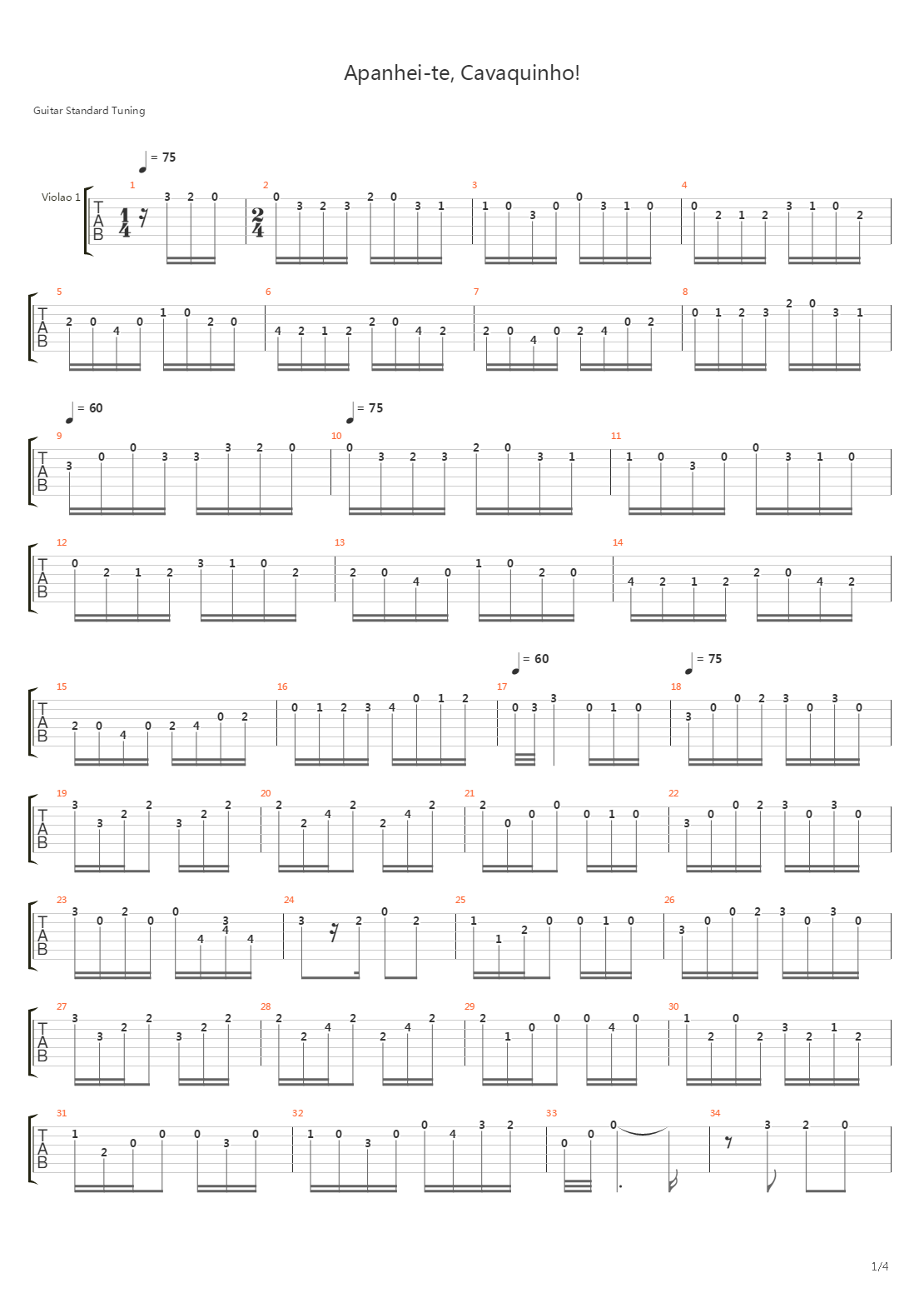 Apanhei-te, Cavaquinho!吉他谱