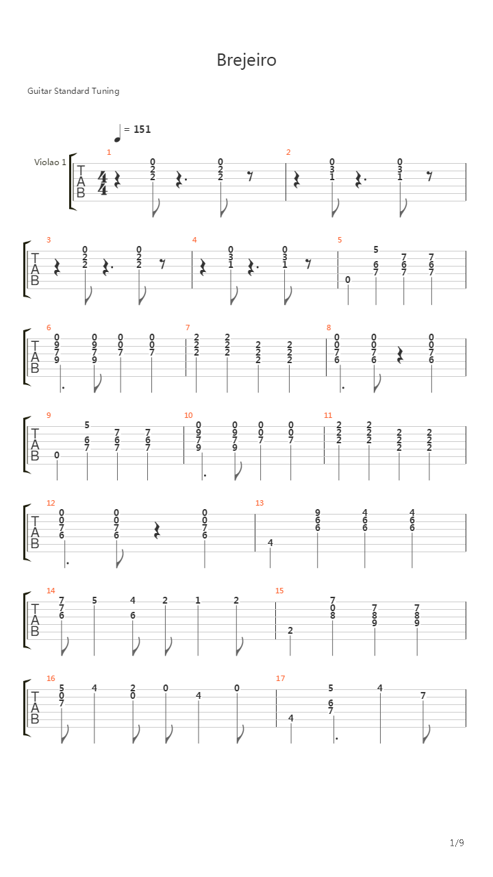 Brejeiro吉他谱