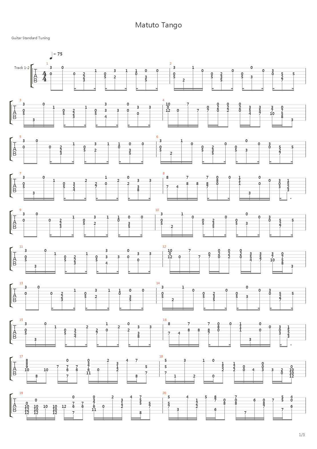 Matuto Tango吉他谱