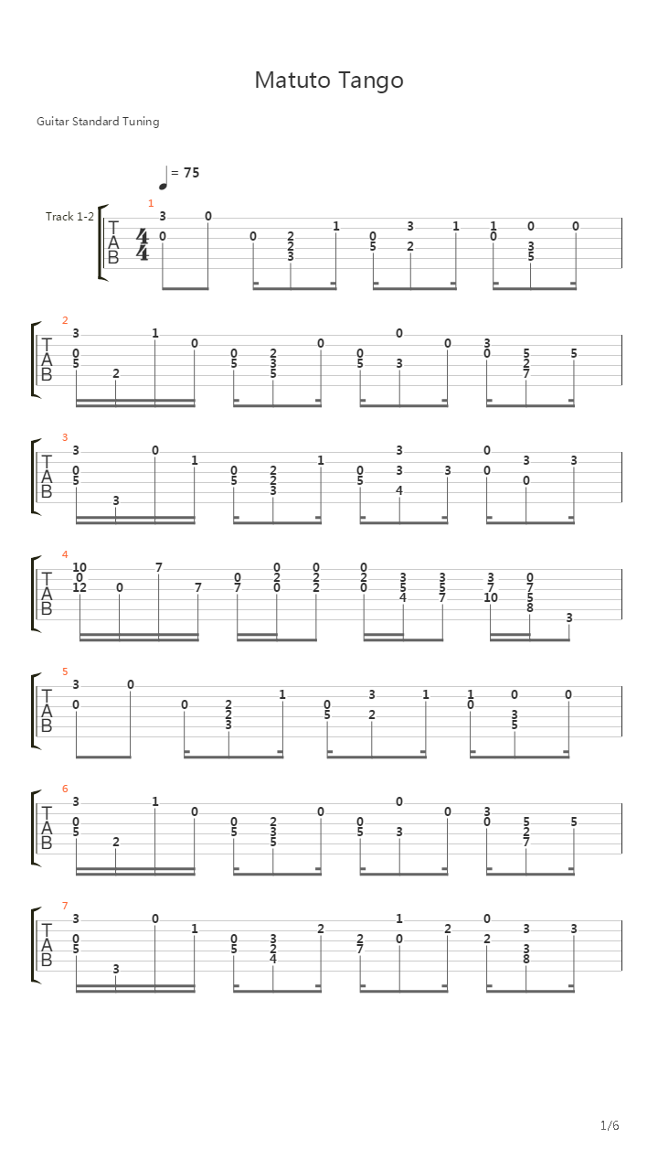 Matuto Tango吉他谱