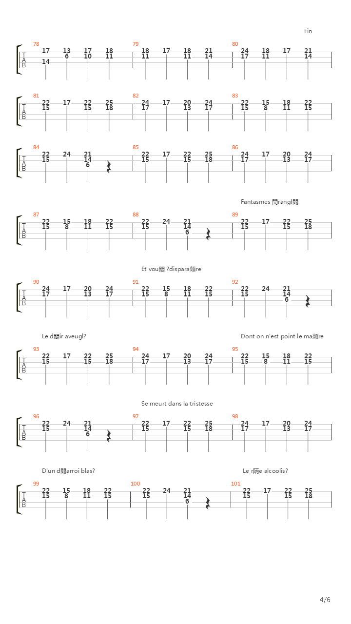 Le Deuil Du Merveilleux吉他谱