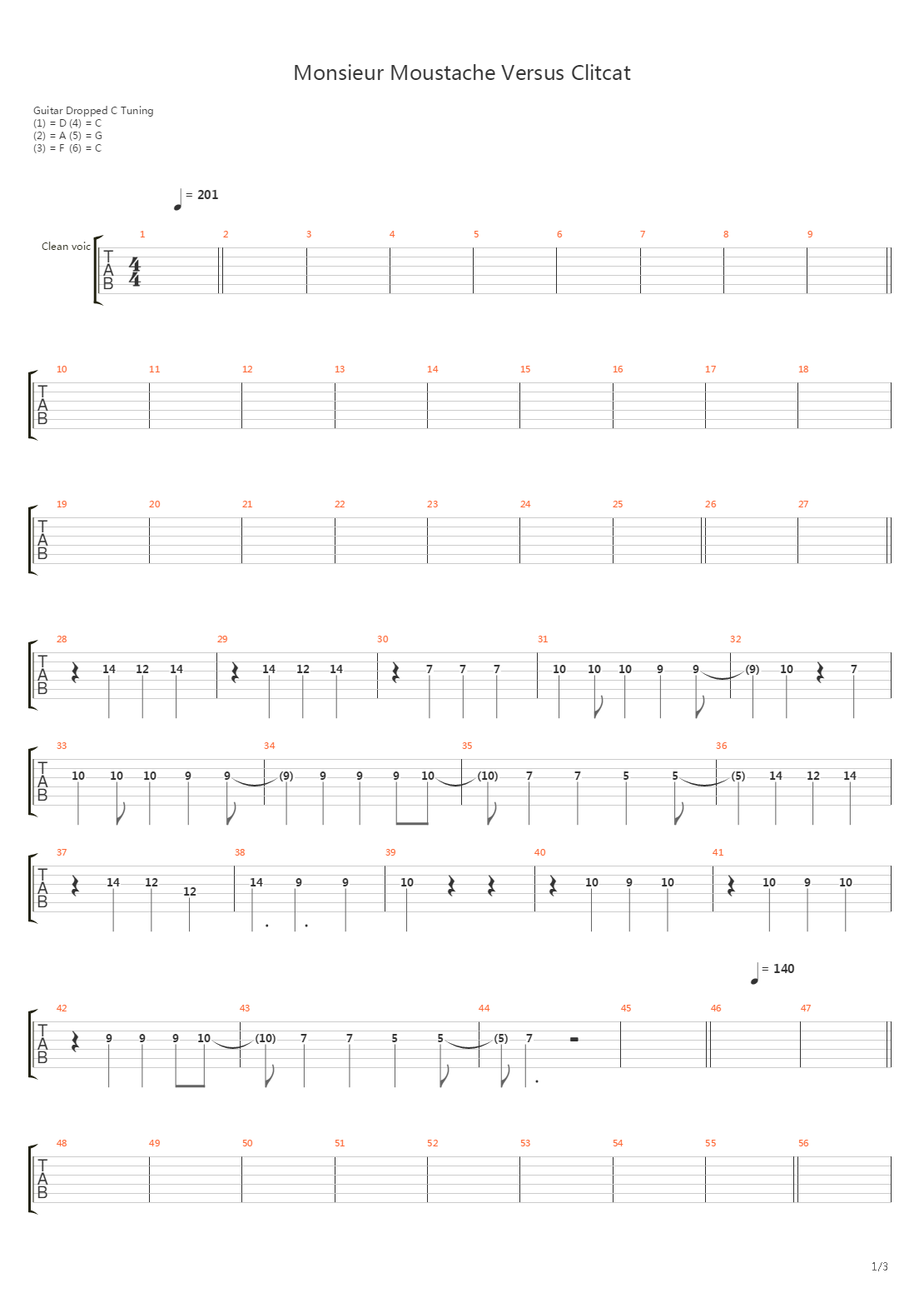 Monsieur Moustache Vs. Clitcat吉他谱