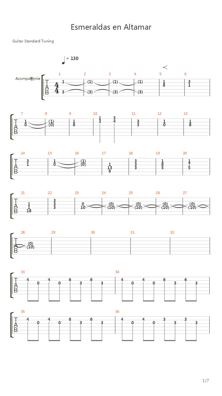 Esmeraldas En Altamar吉他谱