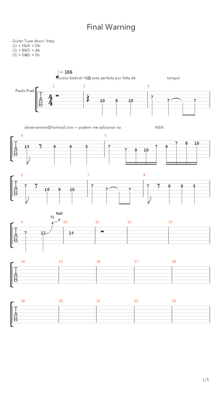 Final Warning吉他谱