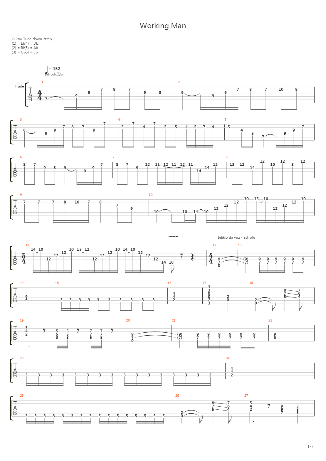 Working Man吉他谱