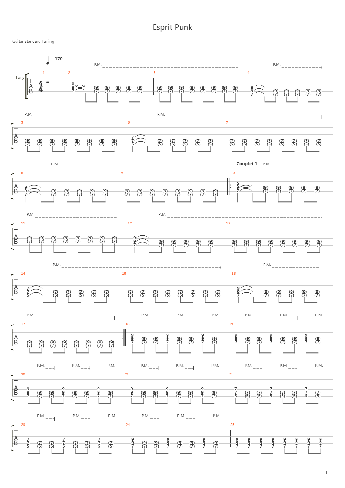 Esprit Punk吉他谱