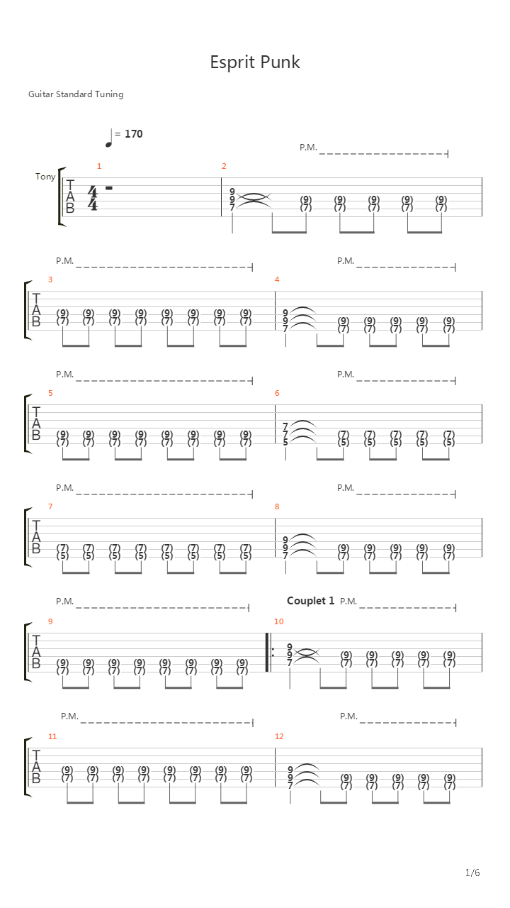 Esprit Punk吉他谱