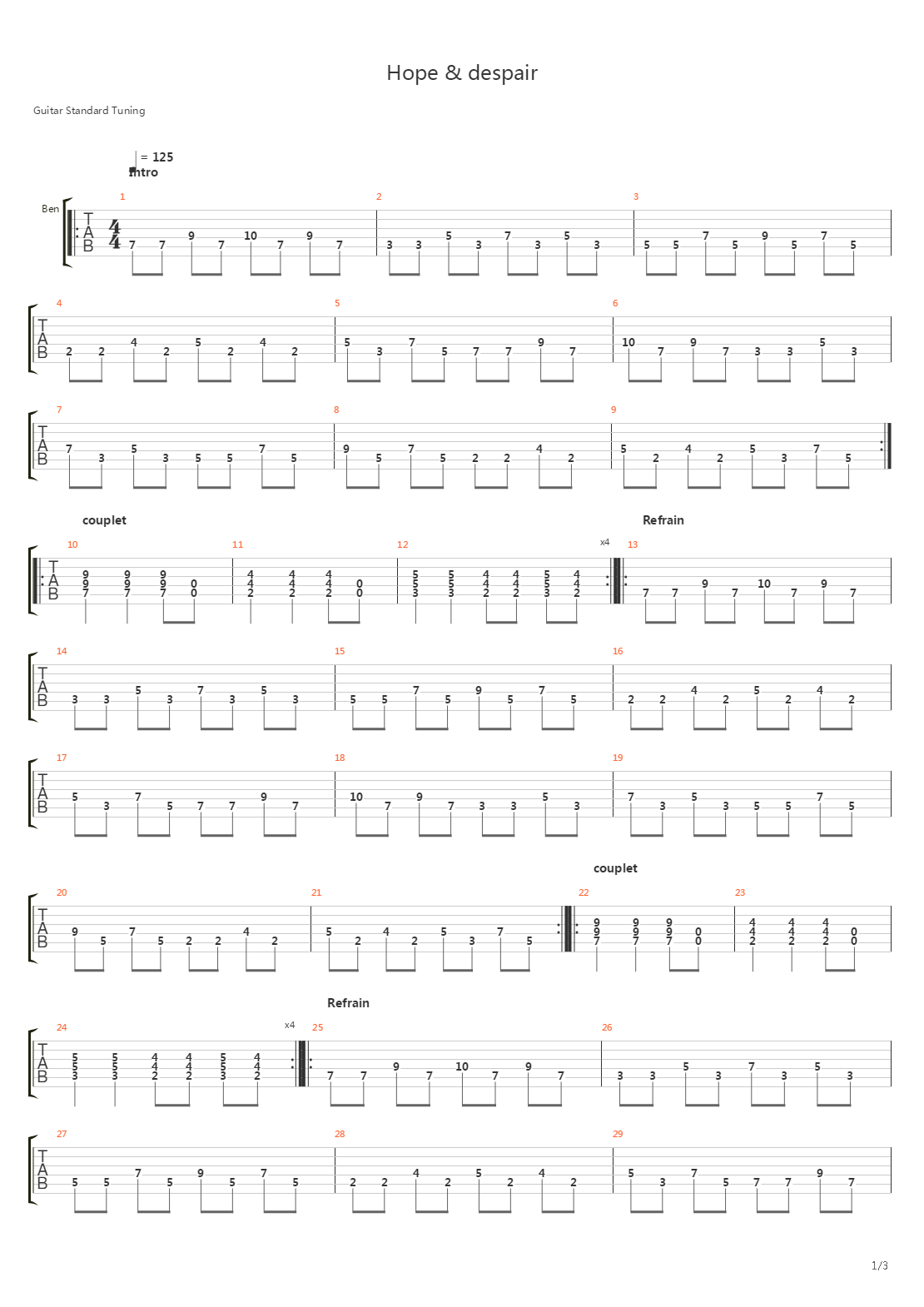 Hope & Despair吉他谱