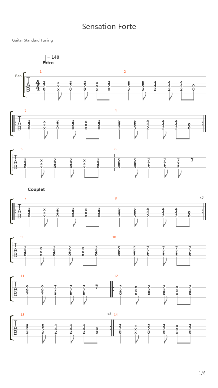 Sensation Forte吉他谱