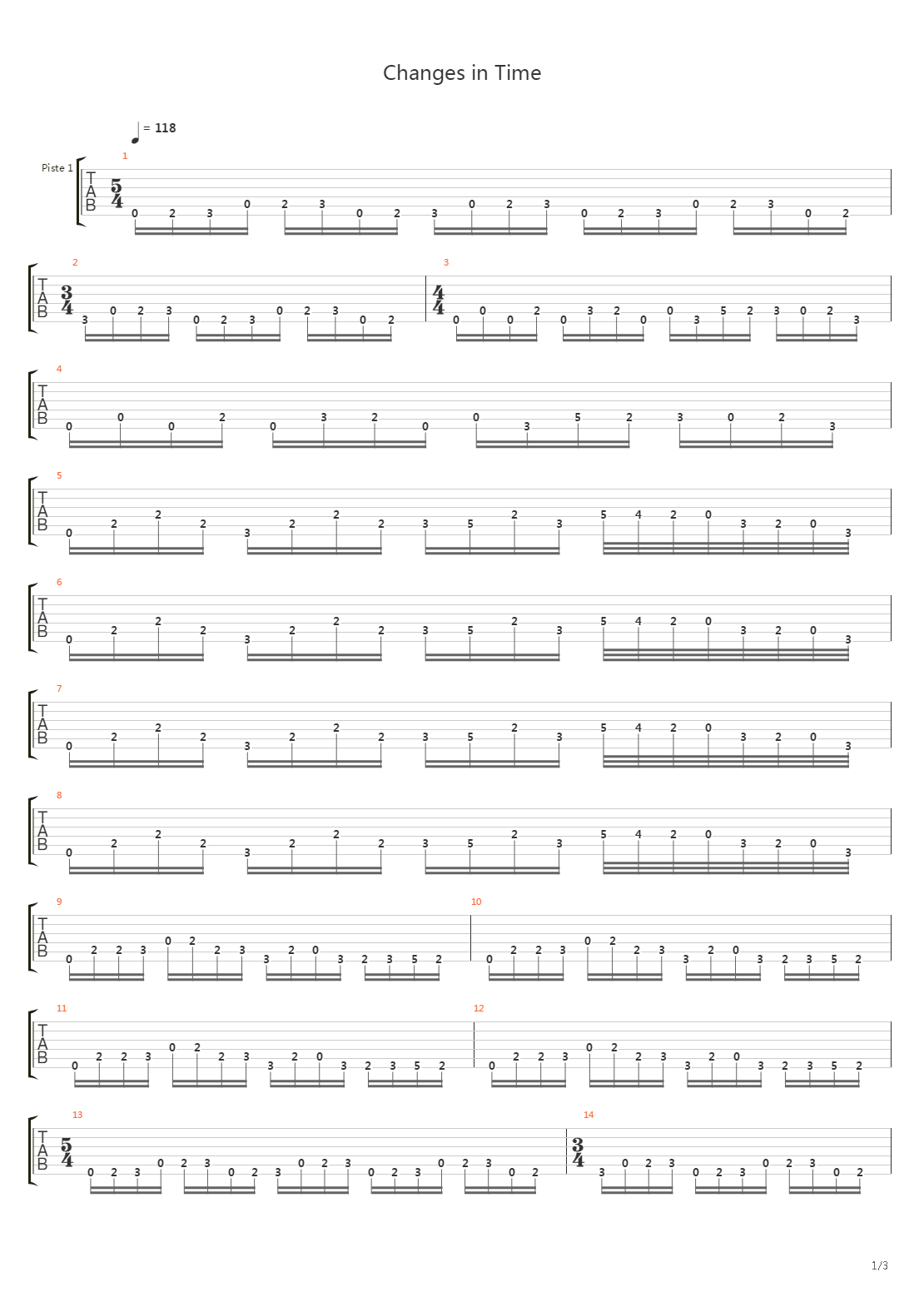 Changes In Time吉他谱