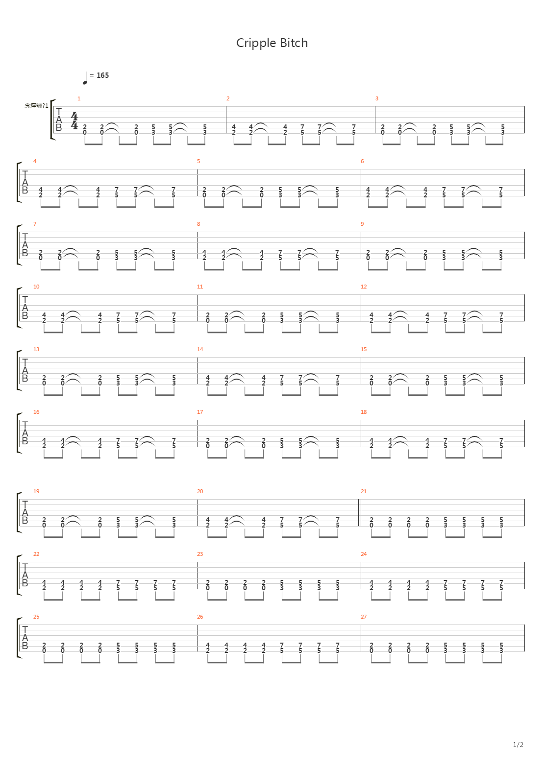 Cripple Bitch吉他谱