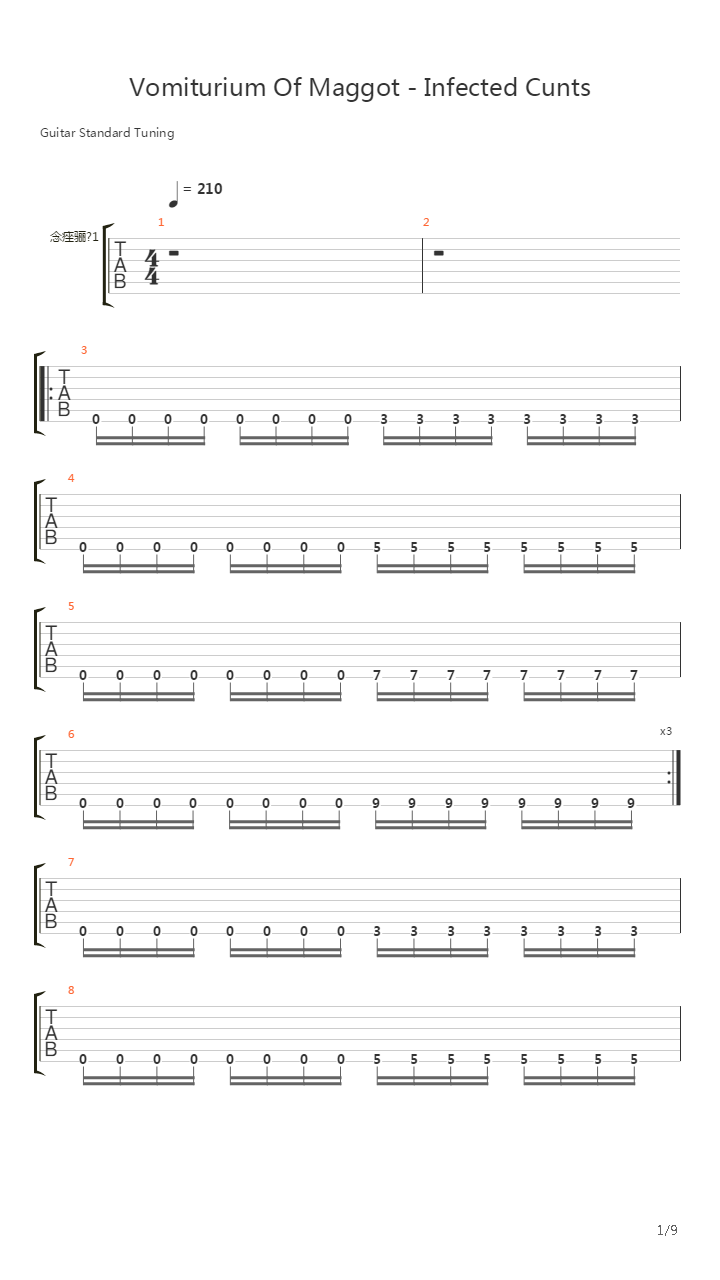Vomiturium Of Maggot - Infected Cunts吉他谱