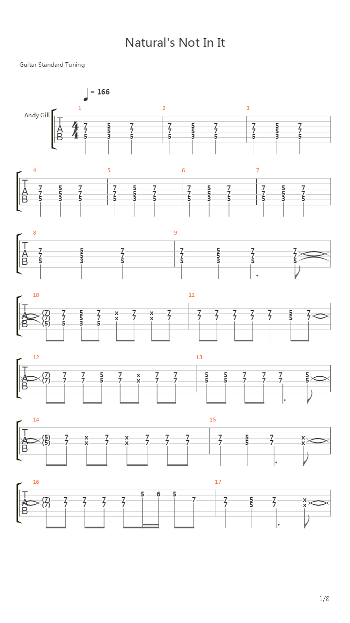Natural's Not In It吉他谱